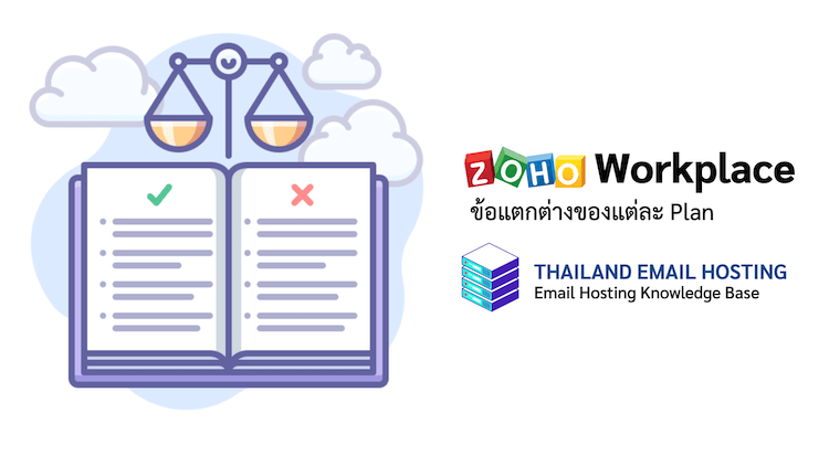 ภาพประกอบหัวข้อข้อแตกต่างของแต่ละ Plan ของ Zoho Workplace (Differences between each Zoho Workplace Plan)